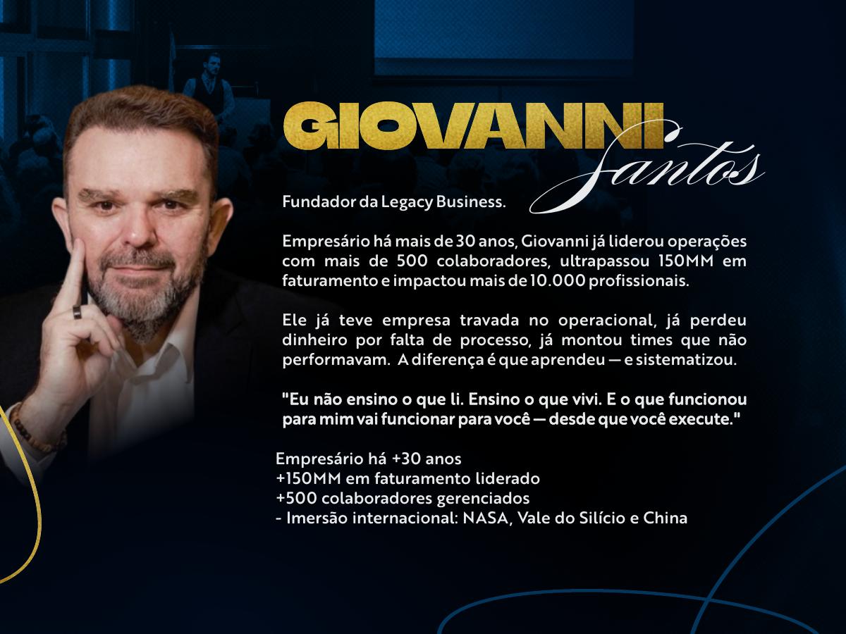 Perfil de Giovanni Fandos, fundador da Legacy Business e palestrante do Legacy Weekend